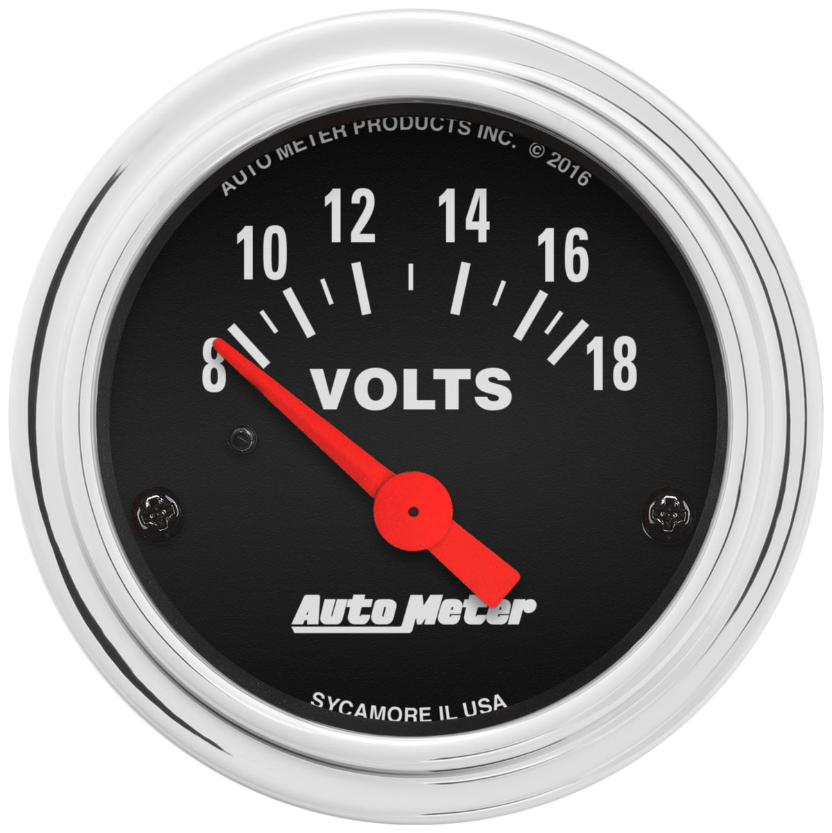 Autometer Traditional Chrome 52mm 8-18 Volts Short Sweep Electricall Voltmeter - 2592