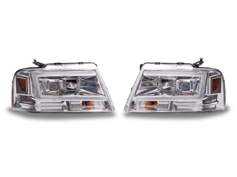 Raxiom 04-08 Ford F-150 Axial Series Projector Headlights- Chrome Housing- Clear Lens - T569353 - angle view
