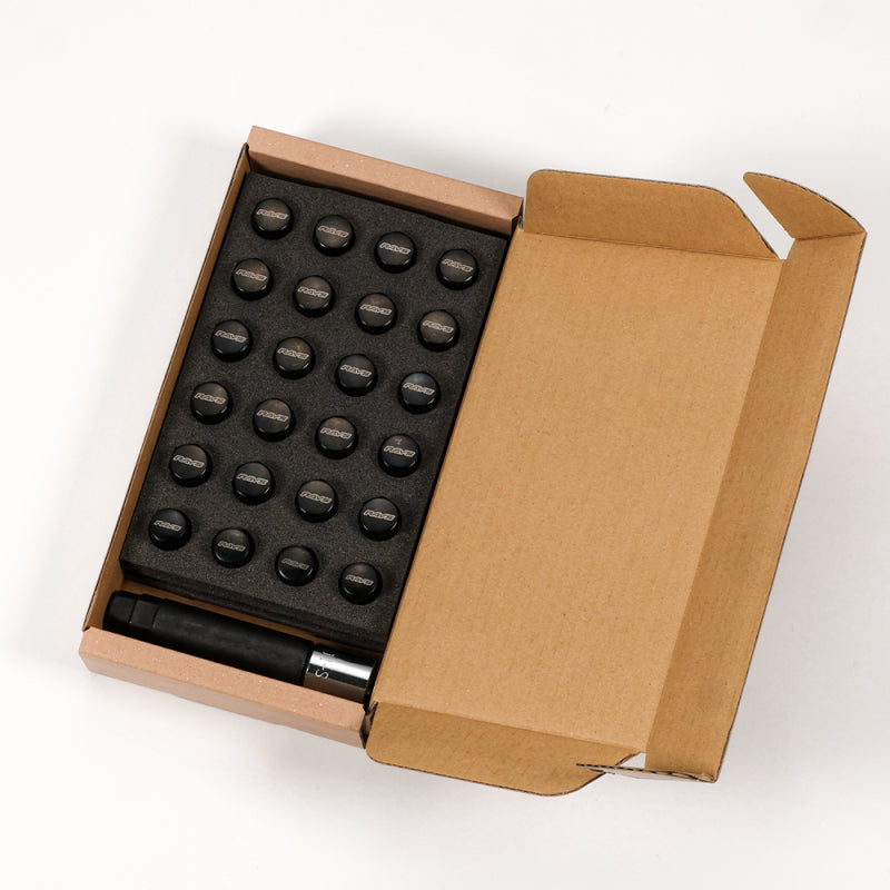 Rays M12x1.25 5 holes 16pcs nut, 4pcs Lock nut, 1 adapter &amp; 1 lock nut key - Black - W1712125B