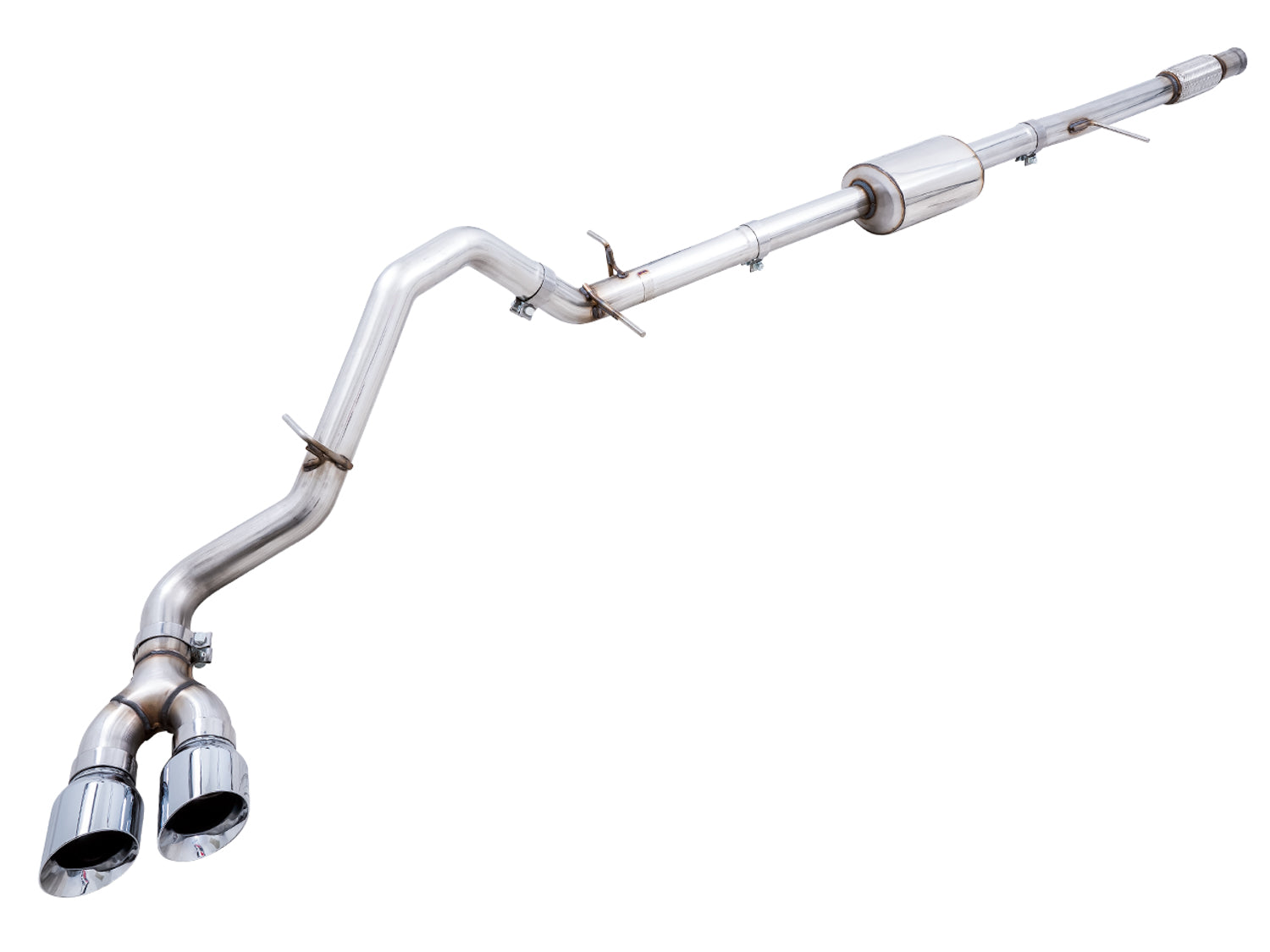 AWE Tuning 4th Gen GM 1500 5.3L 0FG Catback Dual Side Exit (Flat Bumper) - Chrome Tips - 3015-22207