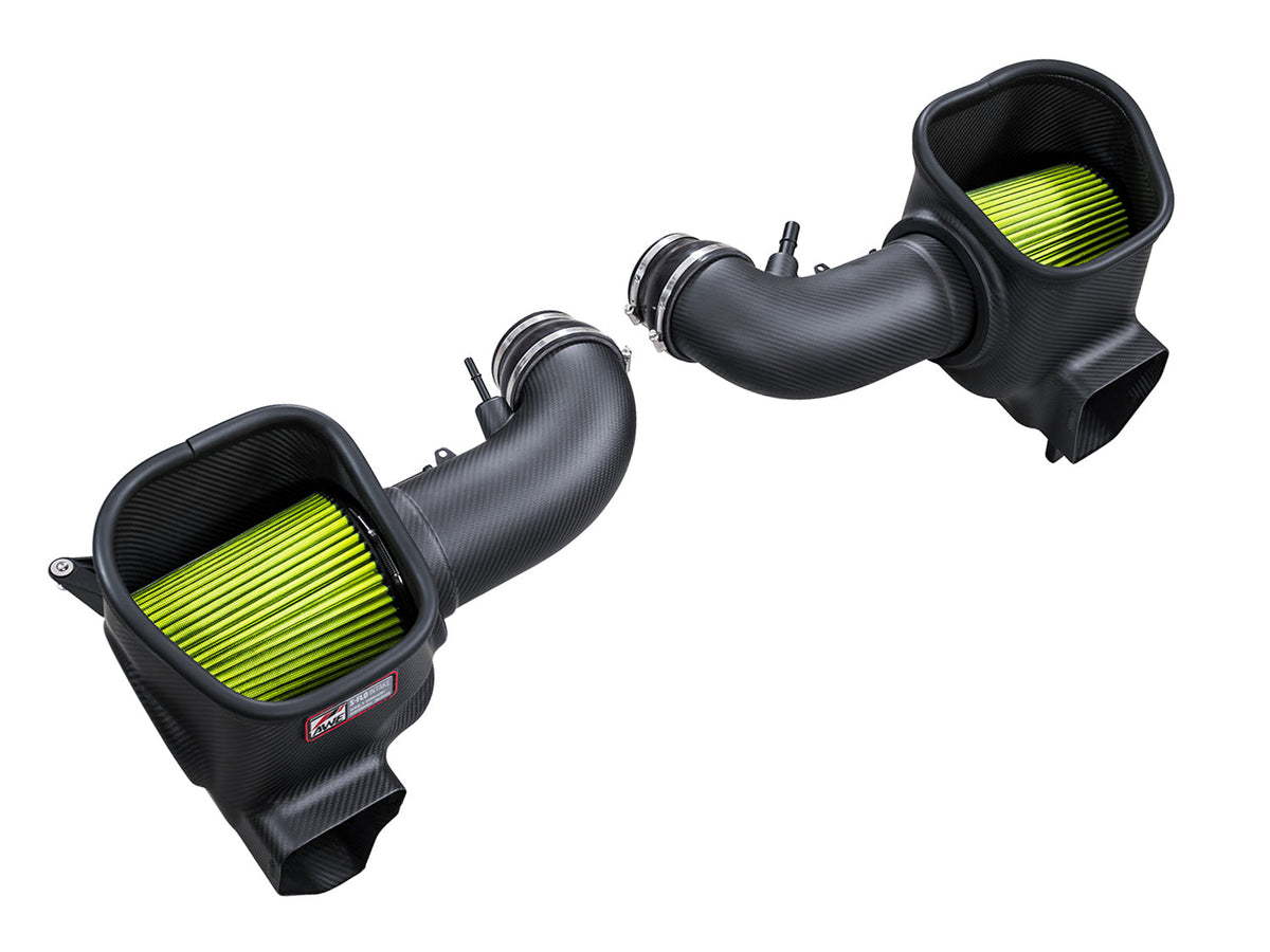 AWE 24-26 Ford S650 Mustang GT/Dark Horse S-FLO Carbon Intake - 2660-15650 for 2024-2026 Ford Mustang - angle view