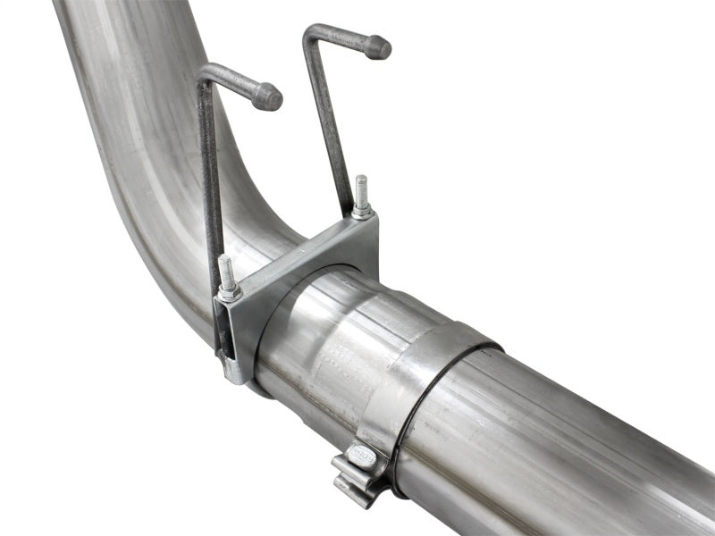 aFe MACHForce XP Exhaust 5in DPF-Back Stainless Steel Exht 2015 Ford Turbo Diesel V8 6.7L Black Tip - 49-43064-B