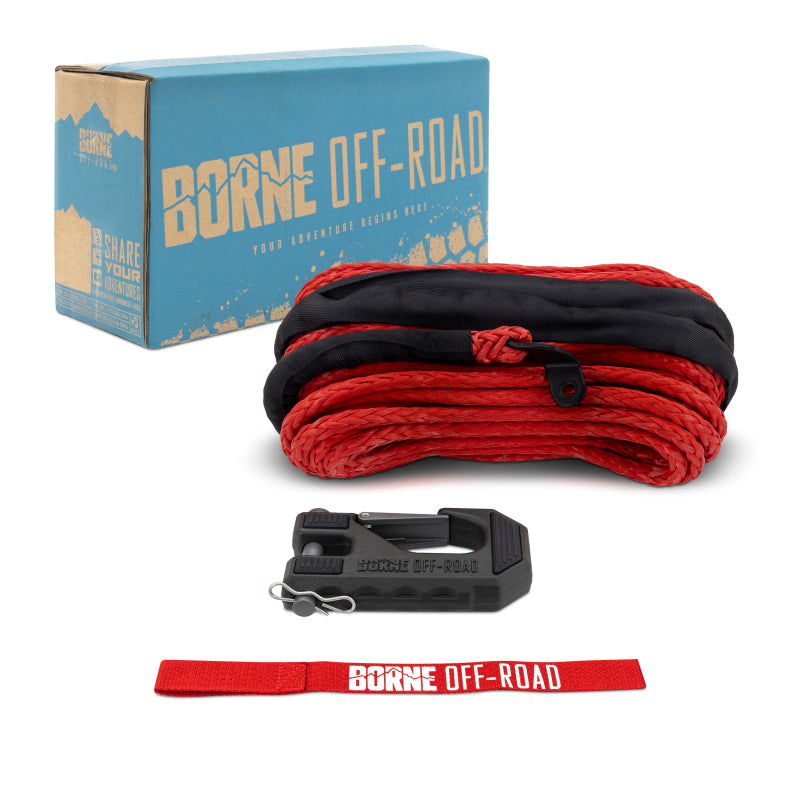 Borne Off-Road Winch Hook - 3/8in Rope - Hand Strap - Red - BNWN-SR-38-85KRD