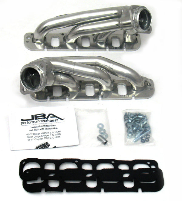JBA 09-20 Chrysler 5.7L HEMI 1-3/4in Primary Silver Ctd Cat4Ward Header - 1964S-1JS for 2009-2022 Dodge Challenger - front vi