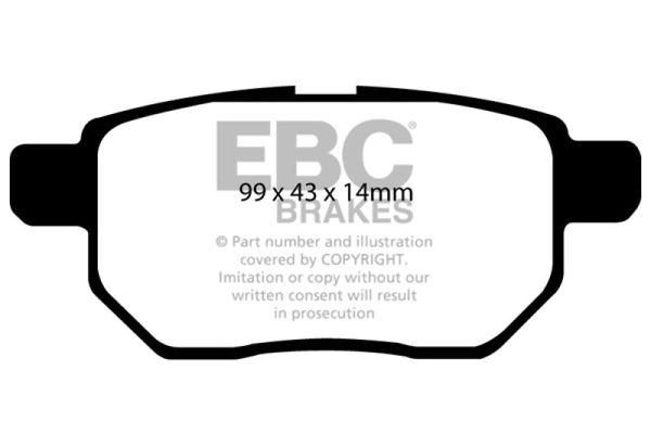 EBC 09-10 Pontiac Vibe 1.8 Ultimax2 Rear Brake Pads - UD1354 for 2009-2022 Toyota Corolla - front view
