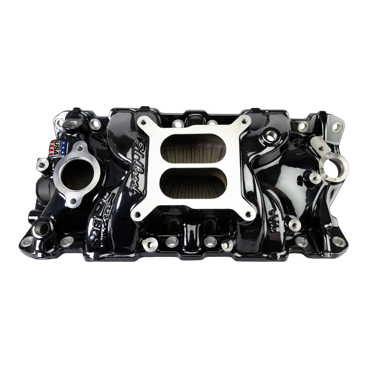 Edelbrock Chevy SB Performer EPS Manifold w/ Oil Fill Tube - Black Plasma - 2703-BP