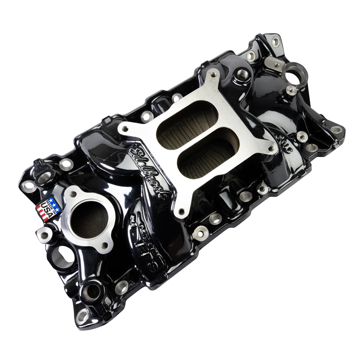 Edelbrock Chevy SB Performer EPS Manifold w/ Oil Fill Tube - Black Plasma - 2703-BP