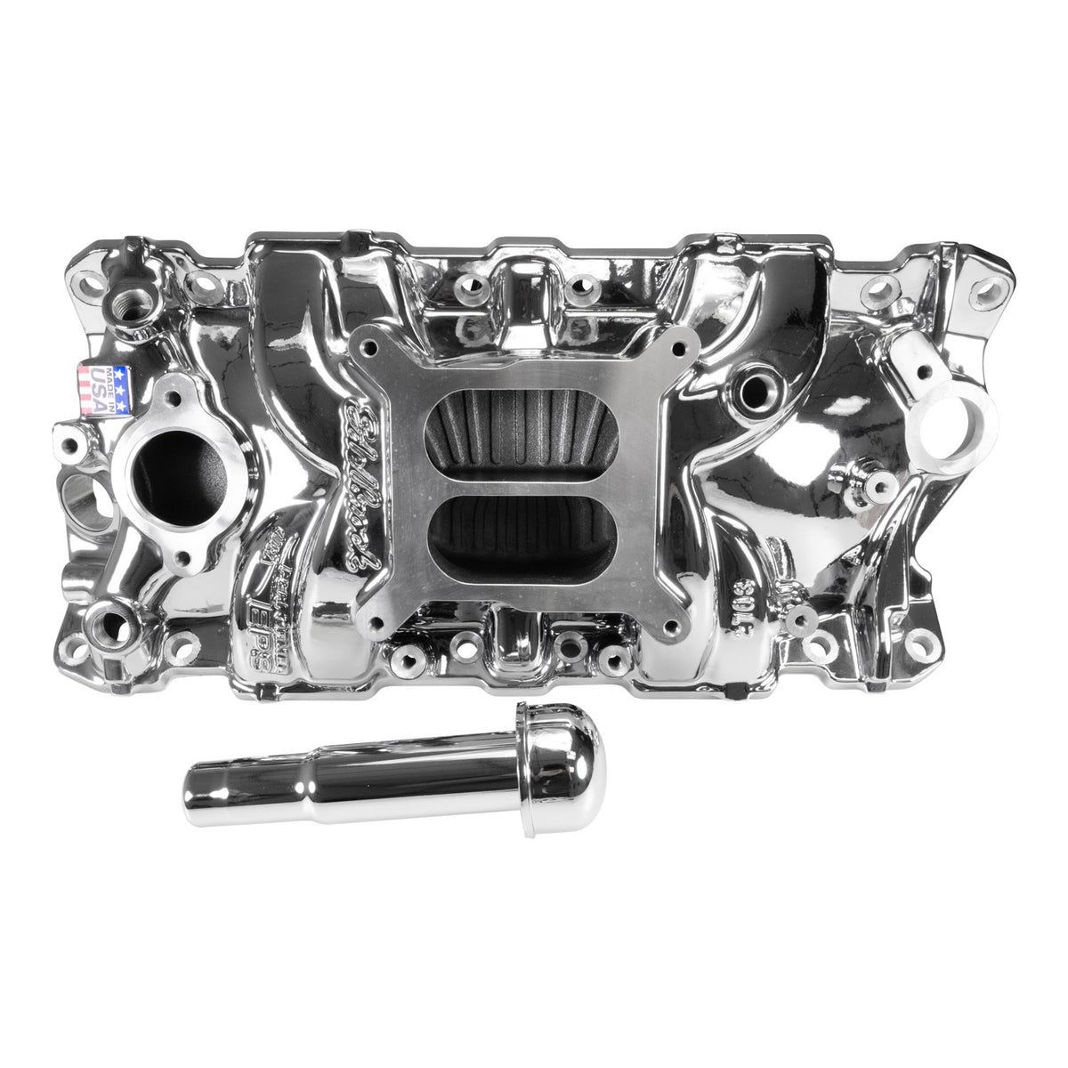 Edelbrock Chevy SB Performer EPS Intake Manifold w/ Oil Fill Tube - Chrome Plasma - 2703-CP