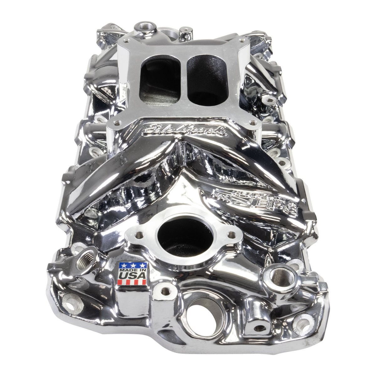 Edelbrock Chevy SB Performer EPS Intake Manifold w/ Oil Fill Tube - Chrome Plasma - 2703-CP