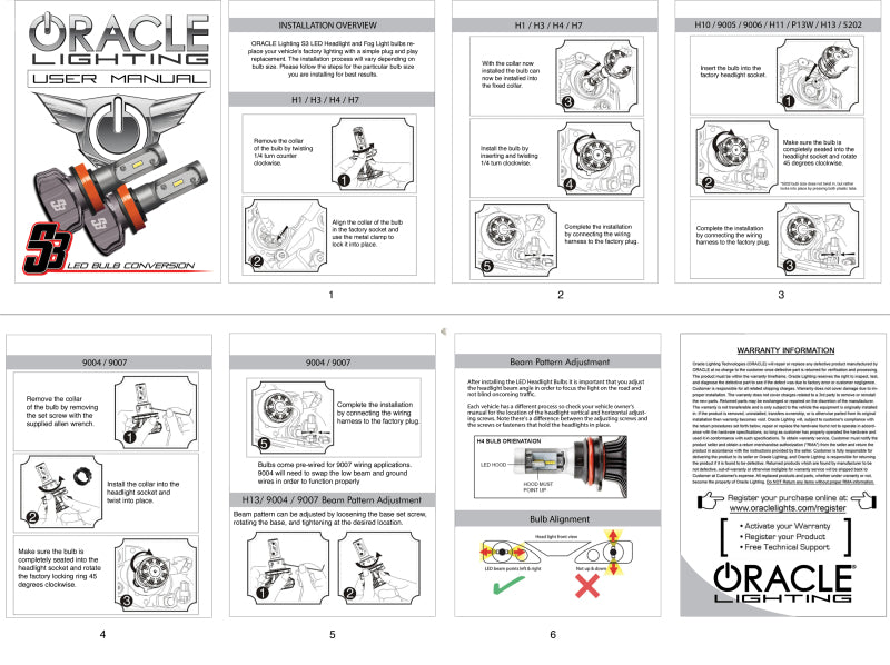 Oracle 9004 - S3 LED Headlight Bulb Conversion Kit - 6000K SEE WARRANTY - S5238-001
