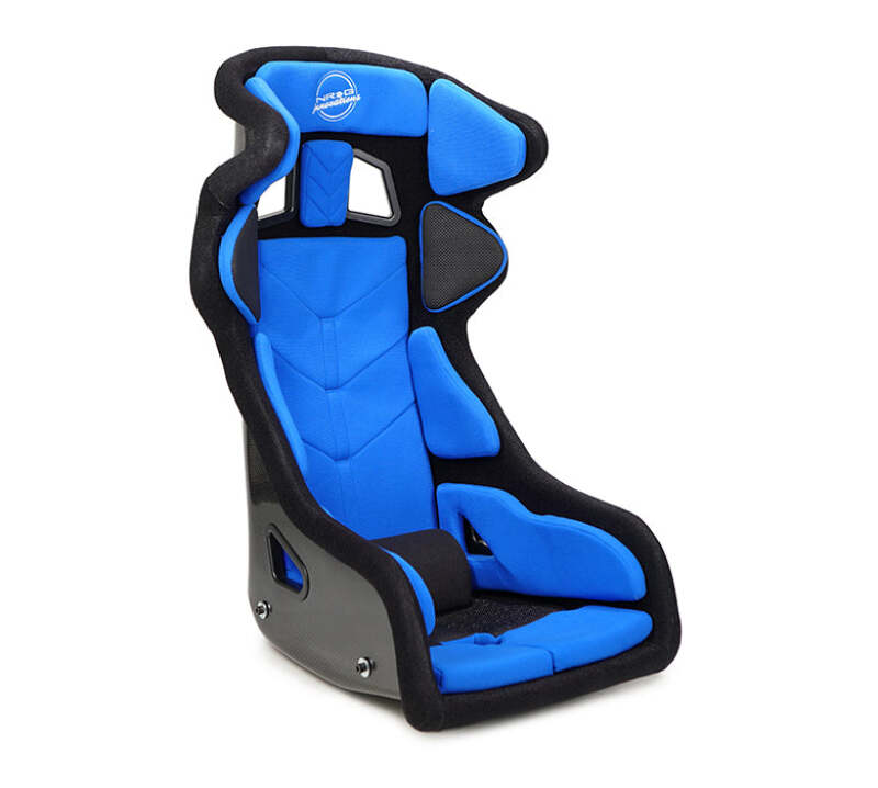 NRG FIA Competition Seat w/ Head Containment & Comp Fabric Velcro Paddings Snug Thick Cushion - Blue - FRP-RS700M-BL2 - front view
