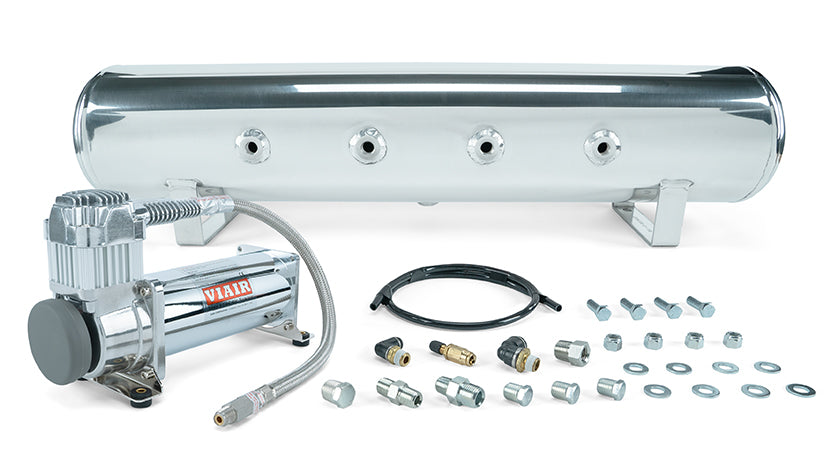 Air Lift 4 Gal. 7-Port Tank w/ Viair 444c Chrome Compressor (Incl. Fittings & Mounting Hardware) - 27803