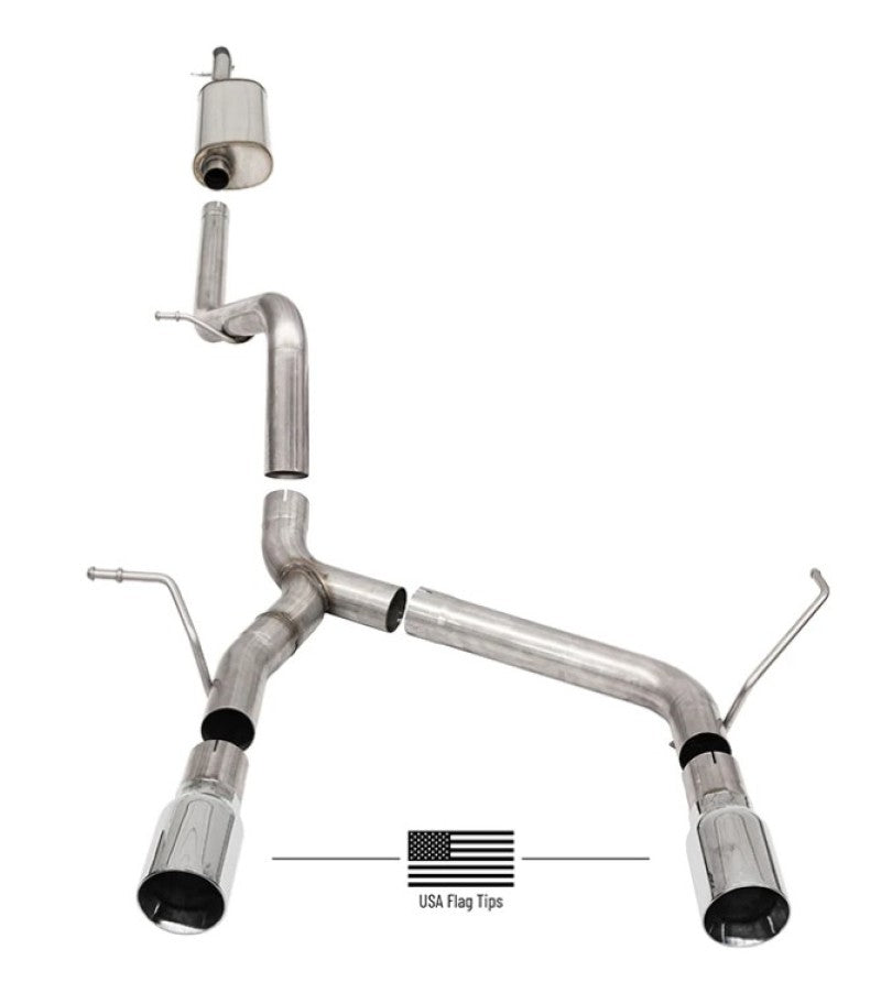 Corsa 2018-2024 Jeep Wrangler JLU 3.6L 2.75in Sport Cat-Back Exhaust w/ American Flag Tips - 21124USA