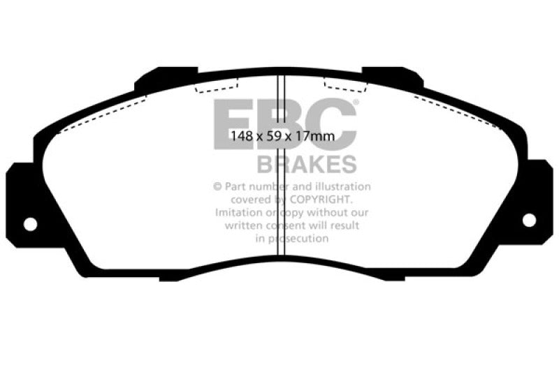 EBC 97 Acura CL 2.2 Ultimax2 Rear Brake Pads - UD537 for 1990-2007 Honda Accord - front view