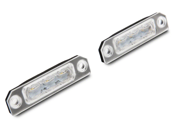 Raxiom 10-14 Ford Mustang Axial Series LED License Plate Lamps - 414649 for 2010-2014 Ford Mustang - front view