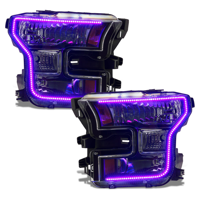 Oracle 15-17 Ford F-150 Dynamic RGB+A Pre-Assembled Headlights Halogen - Blk Edition - SEE WARRANTY - 8201-332