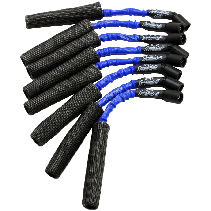 Granatelli 99-23 GM Truck V8 Perf Coil-Near-Plug Wire Conn Kit w/9in Lead/Blue Jacket/Blk Sleeve - 28-1629HTBLB