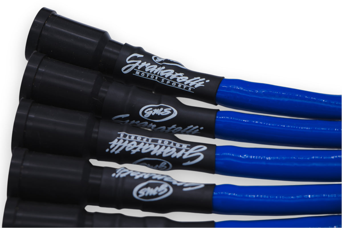 Granatelli 10-14 Ford 6.2L Perf Wire Set w/Inserts/Blue Hi-Temp Jacket/Black Fire Sleeve - 28-2116HTBLB