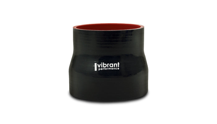 Vibrant 4 Ply Reinforced Silicone Transition Connector - 4in I.D. x 4.5in I.D. x 3in long (BLACK) - 2837