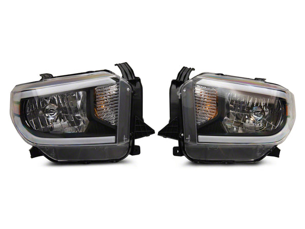Raxiom 14-21 Toyota Tundra Axial Series Headlights w/ SEQL LED Bar- Blk Housing (Clear Lens) - TU16009 for 2014-2021 Toyota T
