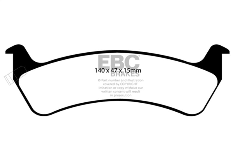EBC 90-91 Jeep Cherokee 2.5 4WD Ultimax2 Front Brake Pads - UD477 for 1990-2006 Jeep Wrangler - front view