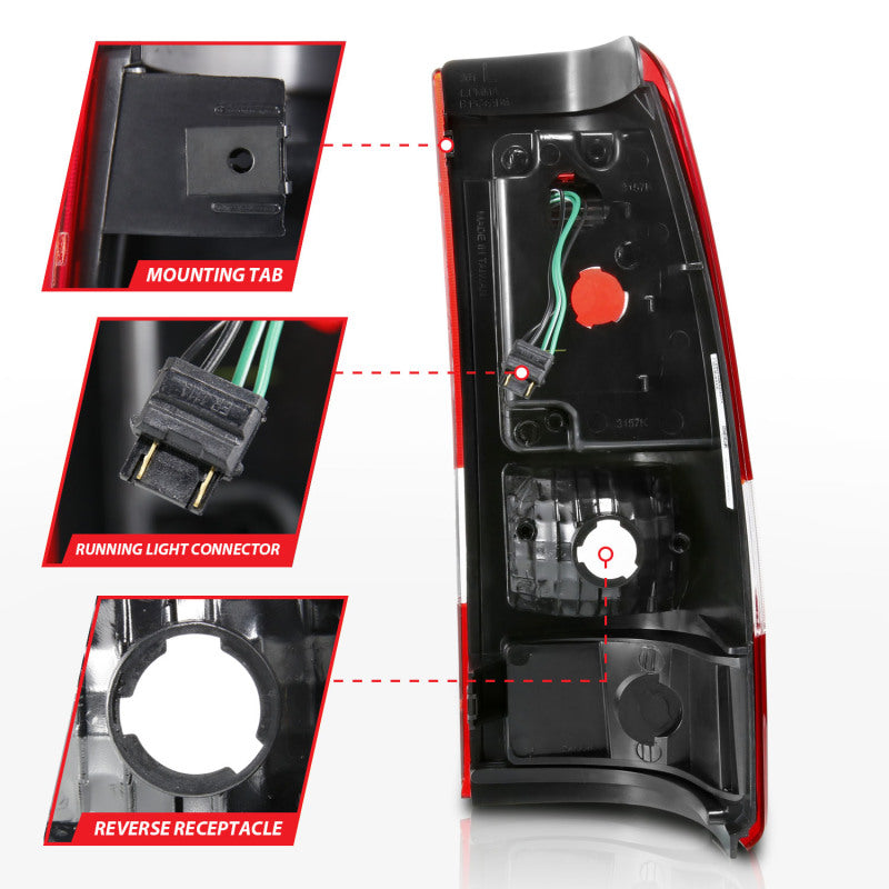 ANZO 1999-2002 Chevy Silverado 1500 LED Taillights Plank Style Black w/Clear Lens - 311324