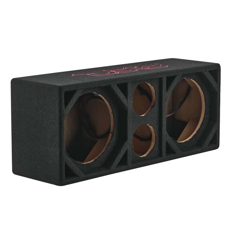 DS18 Ported Enclosure w/ 2x 8in Mids & 2x 3.6in (Not Included)- Black Carpet - VOC8PRO - detail view