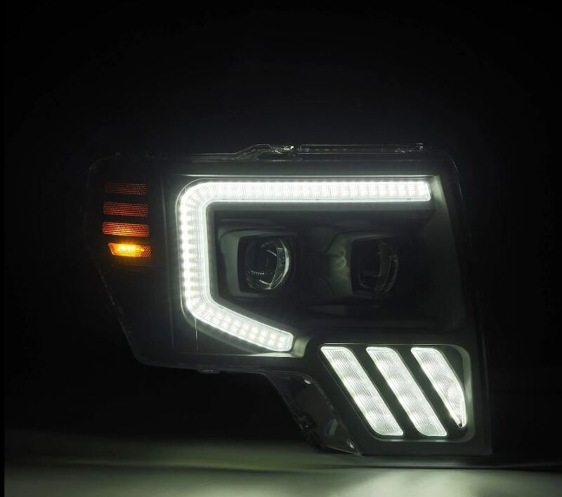 AlphaRex 09-14 Ford F-150 PRO-Series Projector Headlights Plank Style Black w/Activ Light/Seq Signal - 880481