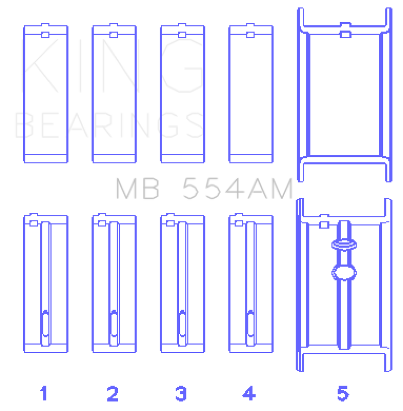 King GM 265/283/302/327 8 Cyl (0.50 Oversized) Main Bearing Set - MB554AM050