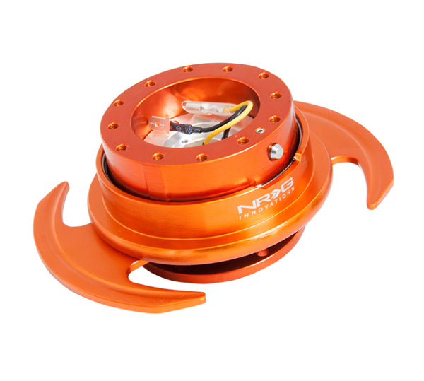NRG Quick Release Kit Gen 3.0 - Orange Body / Orange Ring w/Handles - SRK-650OR - front view