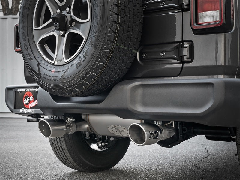 aFe Rebel Series 2.5in 409 SS Cat-Back Exhaust w/ Polished Tips 2018+ Jeep Wrangler (JL) V6 3.6L - 49-48066-P