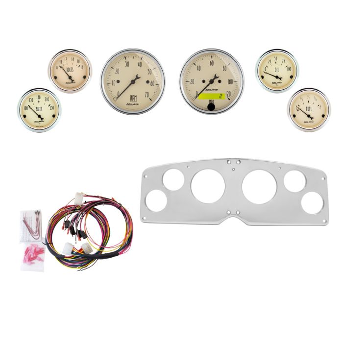 AutoMeter Antique Beige 54-55 GMC Truck Billet Panel/Gauge Kit - 3-1/8in. (x2) & 2-1/16in. (x4) - 2939-02