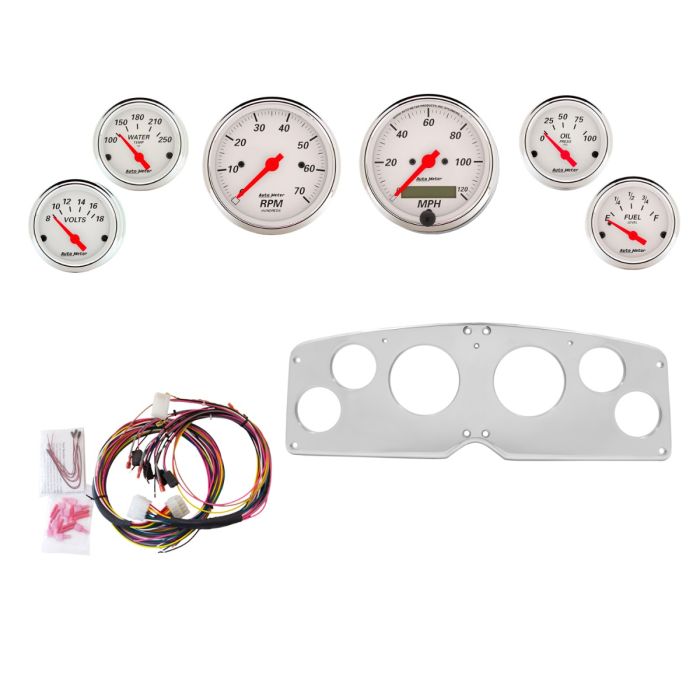 AutoMeter Arctic White 54-55 GMC Truck Billet Panel/Gauge Kit - 3-1/8in. (x2) & 2-1/16in. (x4) - 2939-03