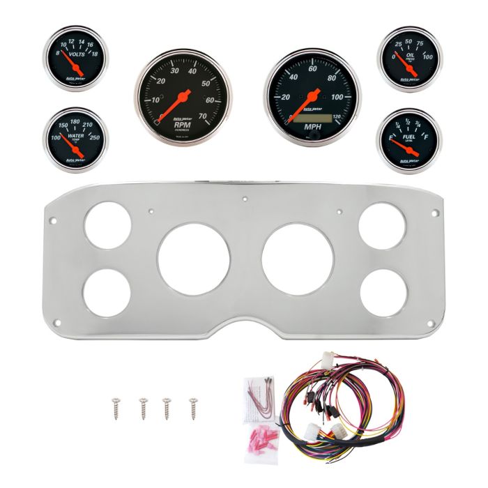 AutoMeter Designer Black 55-59 GMC Truck Billet Panel/Gauge Kit - 3-1/8in. (x2) & 2-1/16in. (x4) - 2944-06