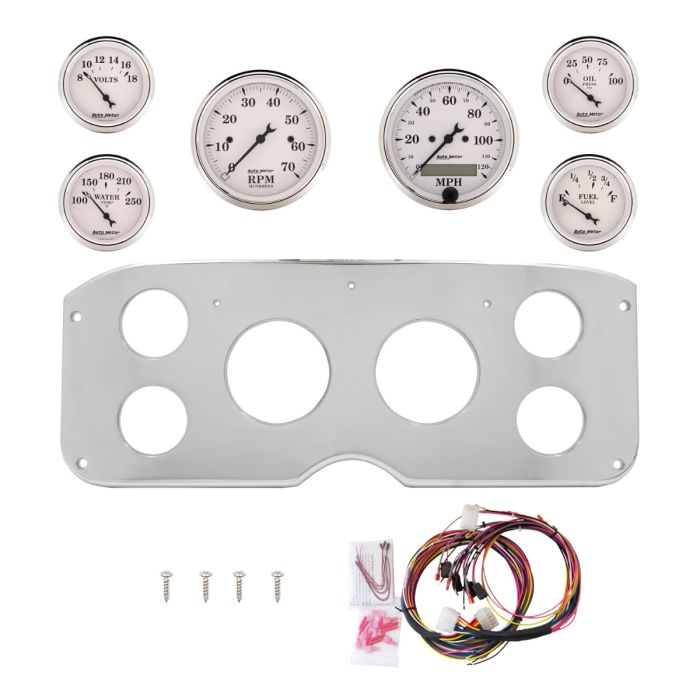 AutoMeter Old Tyme White 55-59 GMC Truck Billet Panel/Gauge Kit - 3-1/8in. (x2) & 2-1/16in. (x4) - 2944-08