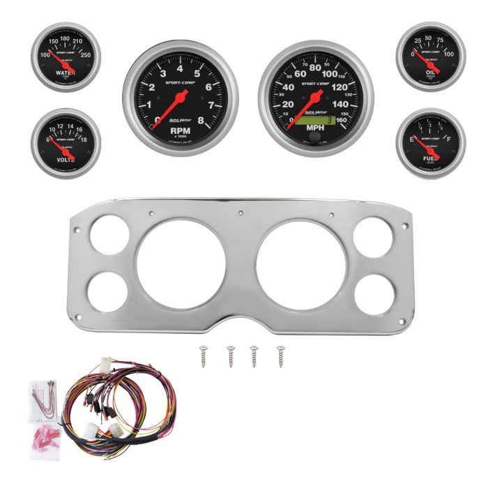 AutoMeter Sport-Comp 55-59 GMC Truck Direct-Fit Billet Panel/Gauge Kit - 5in. (x2) & 2-1/16in. (x4) - 2946-11