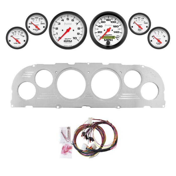 AutoMeter Phantom 60-63 Chevy Truck Billet Panel/Gauge Kit - 3-3/8in. (x2) & 2-1/16in. (x4) - 2947-09