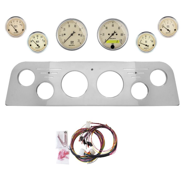 AutoMeter Antique Beige 60-61 GMC Truck Billet Panel/Gauge Kit - 3-1/8in. (x2) & 2-1/16in. (x4) - 2948-02