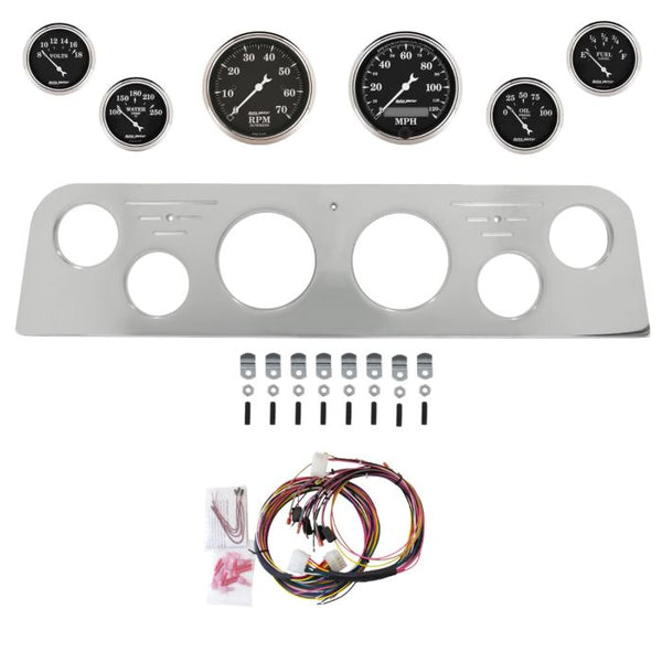 AutoMeter Old Tyme Black 62-66 GMC Truck Billet Panel/Gauge Kit - 3-1/8in. (x2) & 2-1/16in. (x4) - 2950-07