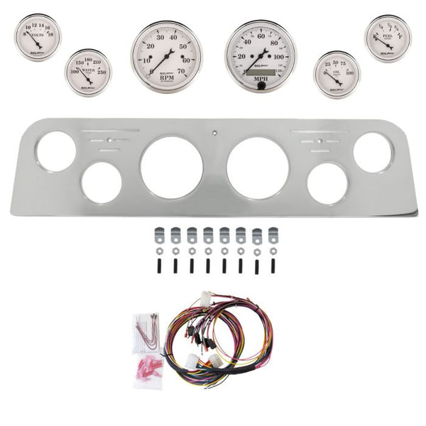 AutoMeter Old Tyme White 62-66 GMC Truck Billet Panel/Gauge Kit - 3-1/8in. (x2) & 2-1/16in. (x4) - 2950-08