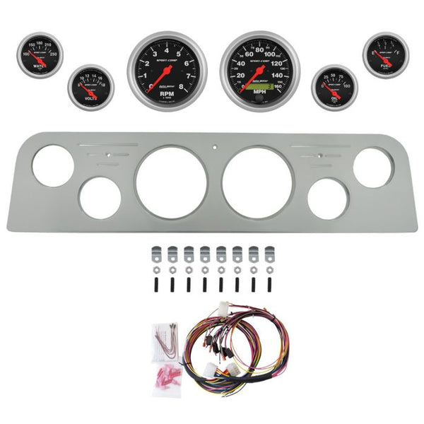AutoMeter Sport-Comp 62-66 GMC Truck Billet Panel/Gauge Kit - 3-3/8in. (x2) & 2-1/16in. (x4) - 2951-11
