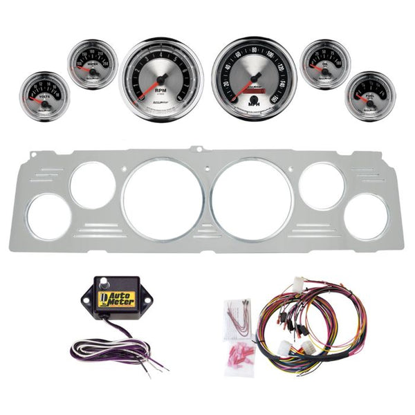 AutoMeter American Muscle 64-66 Chevy Truck Billet Panel/Gauge Kit - 3-3/8in. (x2) & 2-1/16in. (x4) - 2952-01