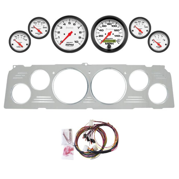 AutoMeter Phantom 64-66 Chevy Truck Billet Panel/Gauge Kit - 3-3/8in. (x2) & 2-1/16in. (x4) - 2952-09