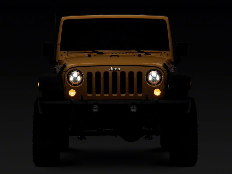 Raxiom 07-18 Jeep Wrangler JK 7-In LED Headlights Orange Housing- Clear Lens - J154700