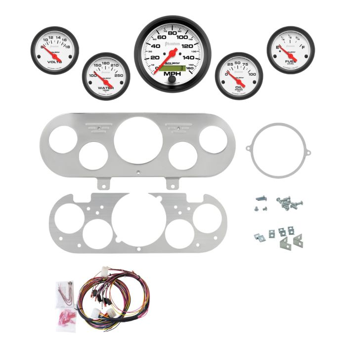 AutoMeter Phantom 62-65 Chevy NOVA Billet Panel/Gauge Kit - 3-3/8in. (x1) & 2-1/16in. (x4) - 2954-09