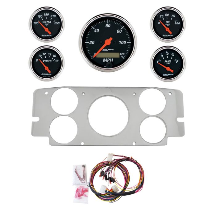 AutoMeter Designer Black 57-60 Ford Truck Billet Panel/Gauge Kit - 3-1/8in. (x1) & 2-1/16in. (x4) - 2955-06
