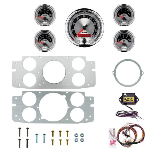AutoMeter American Muscle 60-63 Chevy Truck Billet Panel/Gauge Kit - 3-3/8in. (x1) & 2-1/16in. (x4) - 2956-01