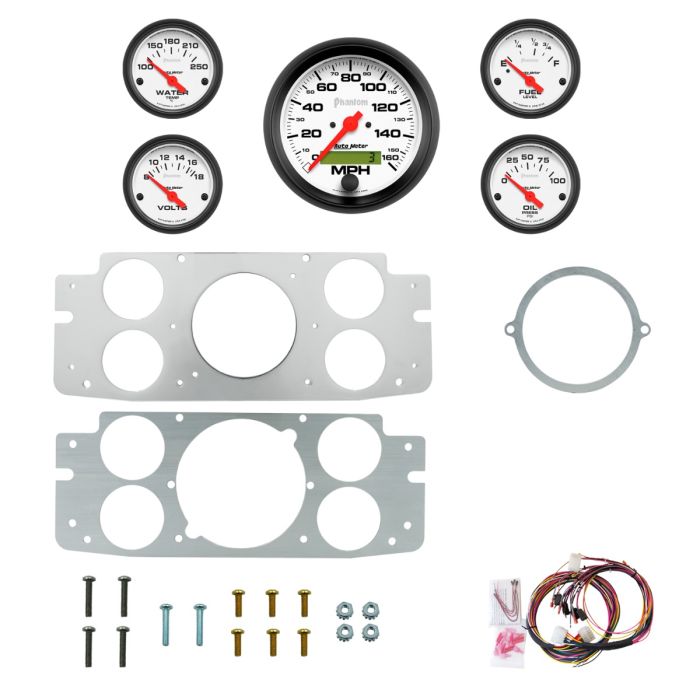 AutoMeter Phantom 57-60 Ford Truck Billet Panel/Gauge Kit - 3-3/8in. (x1) & 2-1/16in. (x4) - 2956-09
