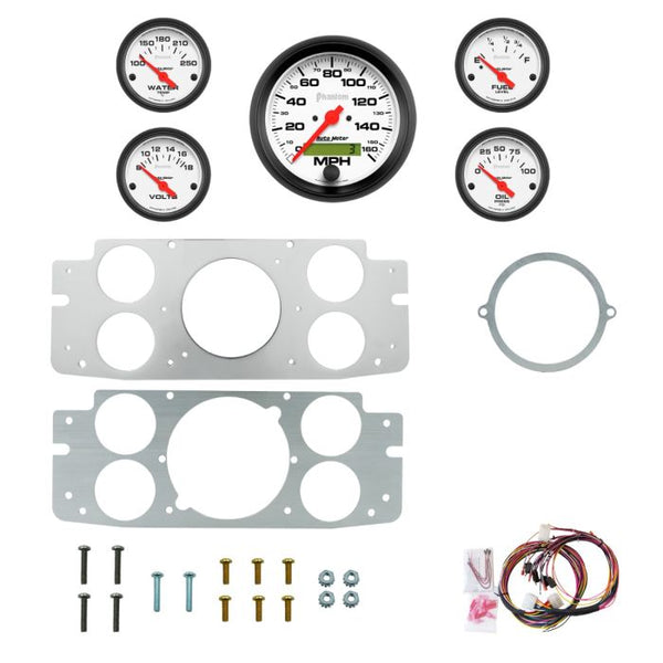 AutoMeter Phantom 57-60 Ford Truck Billet Panel/Gauge Kit - 3-3/8in. (x1) & 2-1/16in. (x4) - 2956-09