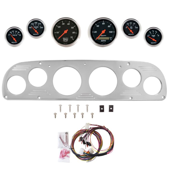 AutoMeter Designer Black 57-60 Ford Truck Billet Panel/Gauge Kit - 3-1/8in. (x2) & 2-1/16in. (x4) - 2957-06